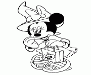 Printable Minnie Mouse as a witch disney halloween coloring pages
